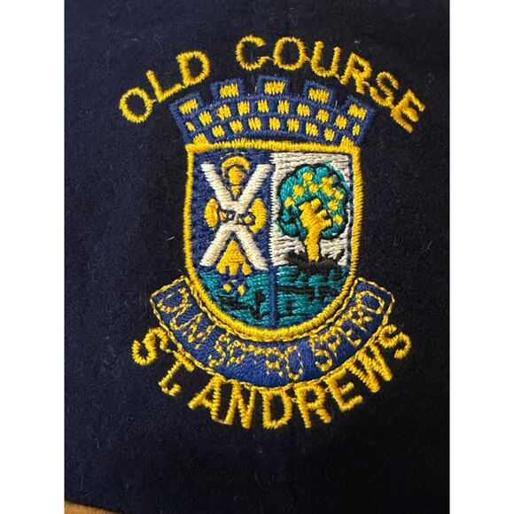 The Marque Old Course St. Andrews Adjustable Strap Hat Wool Melton Navy Blue Tan - Picture 8 of 8